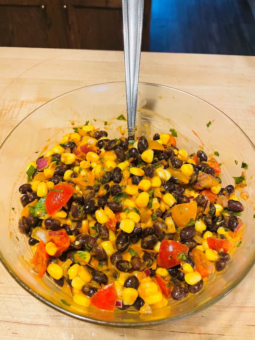 black bean corn salad with salsa dressing