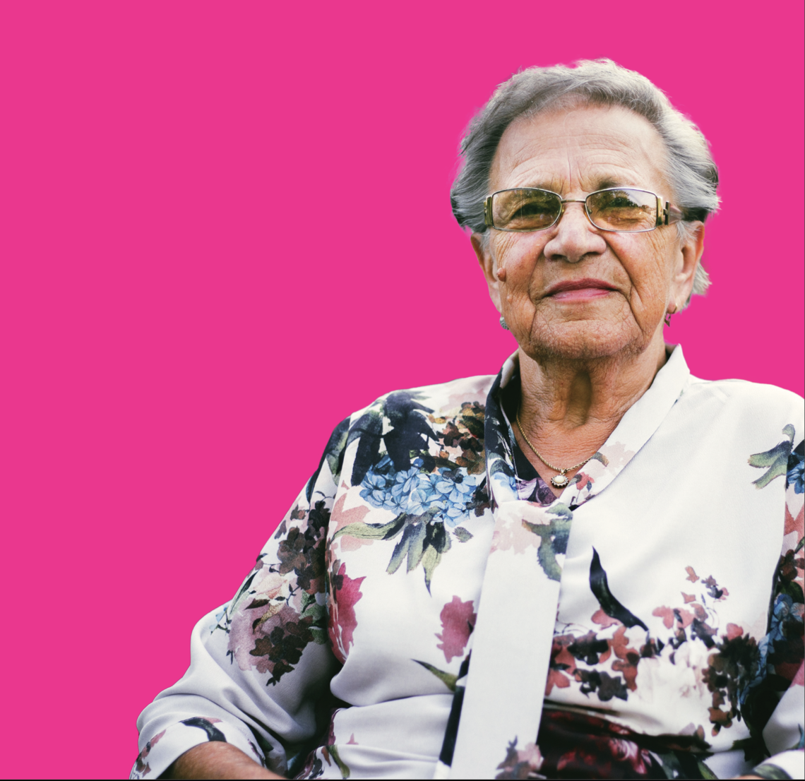 senior women on pink background