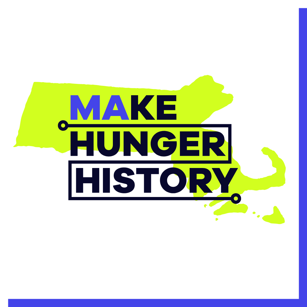 Make Hunger History Logo over the outline of Massachusetts